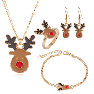 Ring Bracelet Gift Santa Jewelry Moose Earrings Series Christmas
