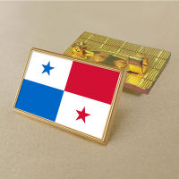 Panama flag pin 2.5*1.5cm zinc alloy die-cast PVC colour coated gold rectangular medallion badge without added resin