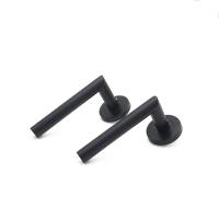 Door Handle 304 Brushed Stainless Steel Tube Hollow Spray Paint Frosted Black Round Cover Split Right Angle  door handle Door Hardware Locks