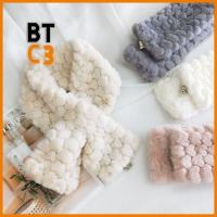 BTC3 ตุ๊กตาขนกระต่ายปลอม ผ้าพันคอแบบไขว้ ที่คลุมไหล่ สีทึบทึบ ผ้าพันคอตัดผ้าพันคอ สง่างามเรียบหรู หนาขึ้น ที่อุ่นคอ ฤดูหนาวในฤดูหนาว