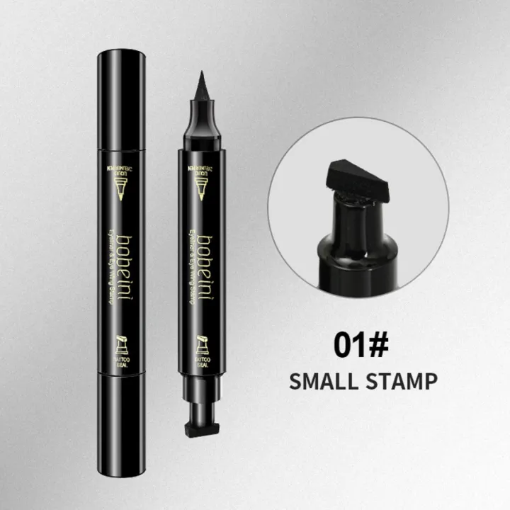 2 In 1 Double Headed Stamp Seal Eyeliner Pen Liquid Eyeliner Pencil Long Lasting Waterproof 