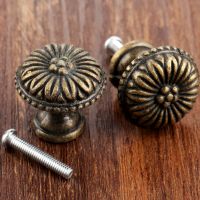 Antique Knob Bronze Furniture Handle Drawer Cupboard Jewelry Wood Box Flower Handles Pulls Knob Furniture Hardware 27x25mm 1pc