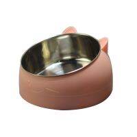 yal❤ Cute Cat and Dog Bowl Protection Cervical Verte 15 Degree Oblique Mouth Stainless Steel