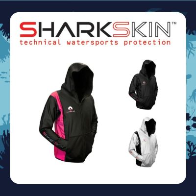 SHARKSKIN CHILLPROOF HOODED JACKET - WOMENS BLACK - BLACK / PINK - SILVER / BLACK scuba diving watersport adventures Nylon/Spandex 100% windproof and 10K+ breathable UPF50+ for sun protection