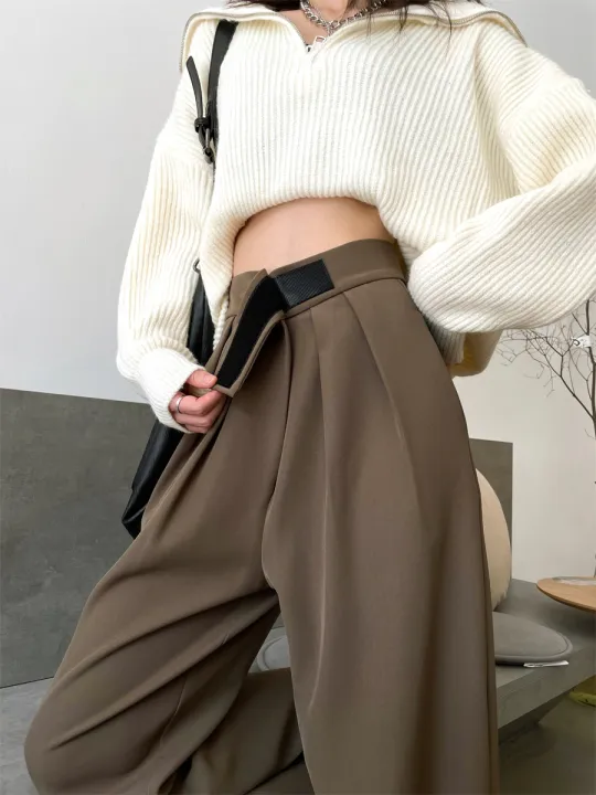 Xiaozhainv Korean Solid Color High-waist Velcro Suit Pants Woman ...