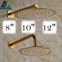 Bernicl Free Shipping Golden 8/10/12 inch Ultrathin Rainfall Shower Head with Wall Mount Brass Arm