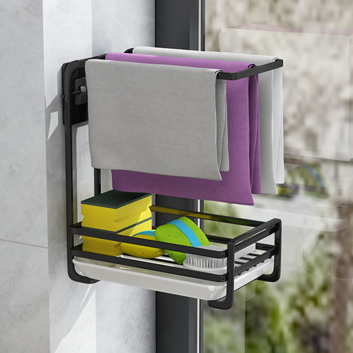 kitchen-storage-rack-sponge-towel-drain-holder-self-adhesive-sink-cleaning-brush-storage-tool