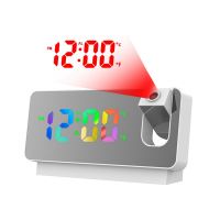 180° Rotation Projection Alarm Clock for Bedroom LED Colorful Digital Projection on Ceiling USB Charger Time