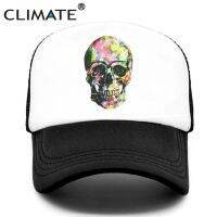 Flower Skeleton Trucker Cap ผีเสื้อกะโหลกศีรษะหมวกเย็นแฟนซีหมวกเบสบอล Hip Hop หมวกตาข่ายฤดูร้อนหมวกผู้ชาย