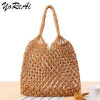 YoReAi Cotton Rope Hollow Straw Bag Sheer Macrame Tote Bohemian Ultralight Shoulder Bags Net Pack Vintage Retro Chic Handbag