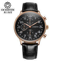 Ochstin/augustdon นาฬิกาอเนกประสงค์สำหรับผู้ชาย,นาฬิกากันน้ำหนังลำลองมีปฏิทิน⌚