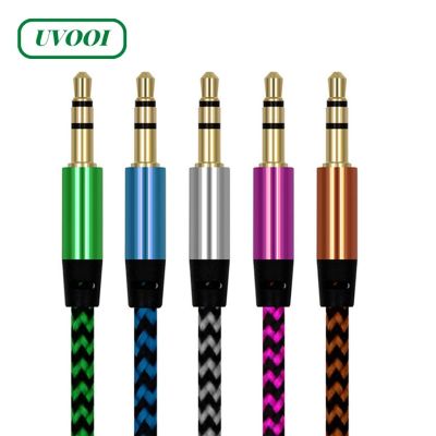 UVOOI 1m Nylon Jack Aux Cable 3.5mm To 3.5mm Audio Cable Male To Male Gold Plated Plug Car Aux Cord For Xiaomi iPhone Samsung