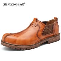 Brand Men Casual Shoes High Quality Split Leather Mens Shoes Breathable Mens Flats Work Shoes Waterproof Men Driving Shoes