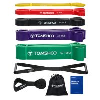 TOMSHOO 5 Packs Pull Up Assist Bands Set Resistance Loop Bands Powerlifting Exercise Stretch Bands with Door Anchor and Handles Exercise Bands