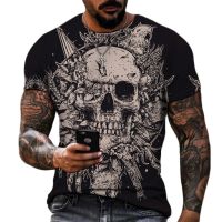 2023 Summer Fashion Horror T Shirt for Mens T Shirt 3d Skull Graphic Short Sleeve Death Tops Oversized Tee Shirt Clothing Camiseta