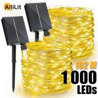 ✥✇☍ 1000LED Solar Fairy Lights Outdoor Garden Lights Outside 8 Modes Waterproof String Lights for Trees Party Christmas 1 2PC