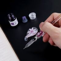 △good△ Vintage Handmade Art Elegant Crystal Floral Glass Dip Pen Sign Ink Pens Gift