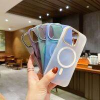 เคสโทรศัพท์เนื้อนิ่ม TPU แม่เหล็ก Magsafe Color ที่บริสุทธิ์ตรวจจับผิวได้สำหรับ Apple iPhone 15 14 13 12 11 X XR XS Pro Max Plus เคสฝาหลังทันสมัยจาก GGQcase