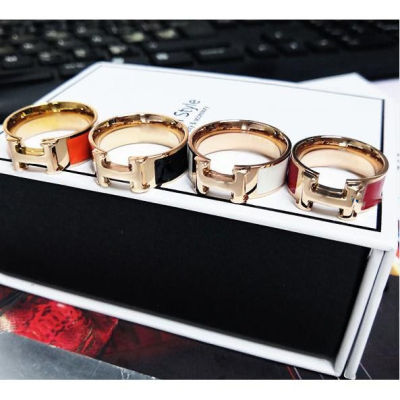แหวนแฟชั่นสไตล์แบรนด์ดัง แหวน H แหวนสวมนิ้ว งานสเตนเลสแท้ ไม่ลอกไม่ดำ สินค้าพร้อมส่ง