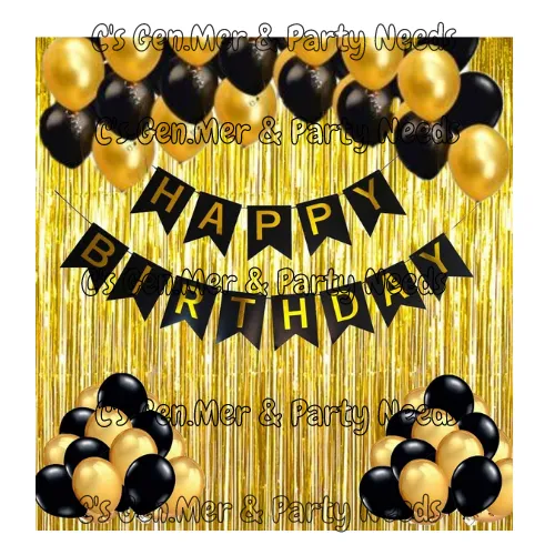 HBD SET #10 - Happy Birthday Package Black Gold Theme #10 | Lazada PH