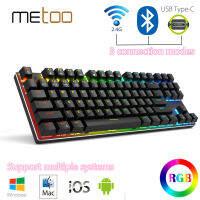 Metoo Editio WiredWireless Bluetooth5.0 3.0 2.4G Gaming Mechanical Keyboard RGB Backlight 87Key for iOS Mac Android Windows