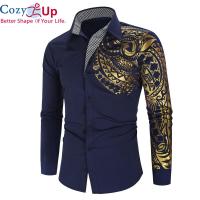 COZY UP ผู้ชายเสื้อ Totem พิมพ์แฟชั่น bronzing เสื้อเชิ้ตแขนยาวสำหรับ