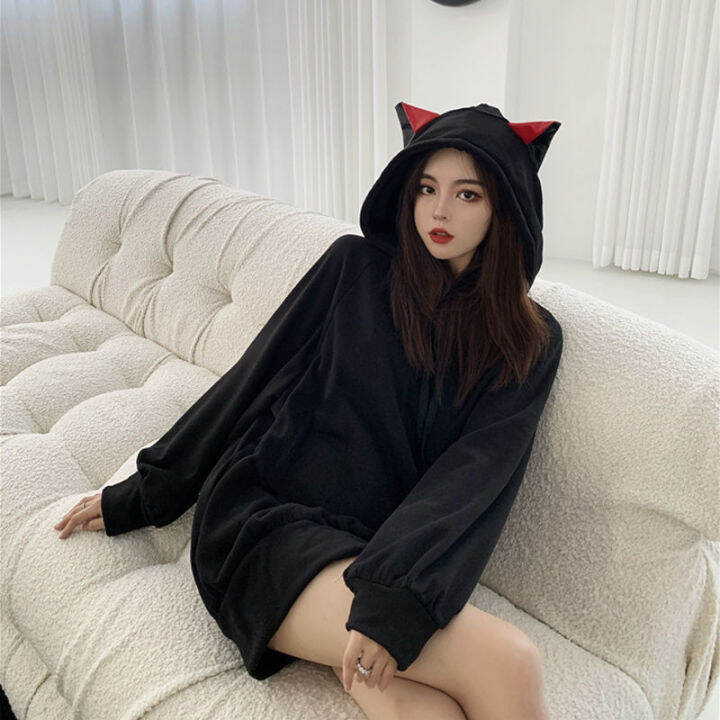 houzhou-cat-ears-hoodie-women-black-kawaii-long-sleeve-autumn-winter-hooded-sweatshirt-gothic-streetwear-loose-casual-clothes