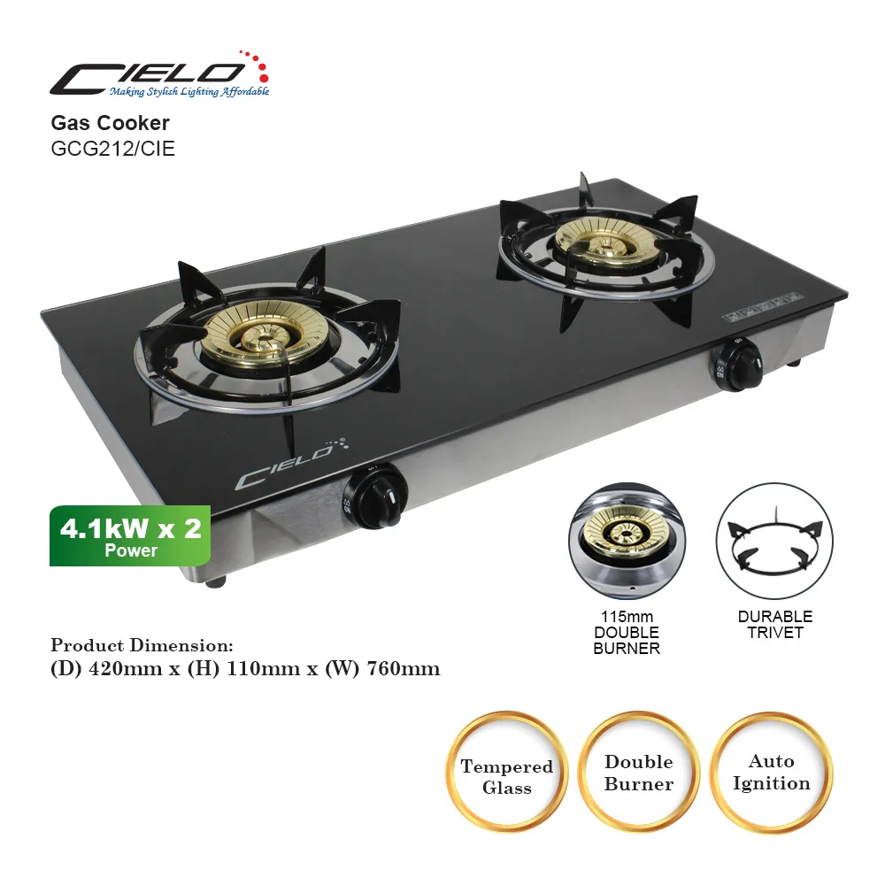 Haier Thermocool Table Top Gas CookerDouble Burner Glass, 40 OFF