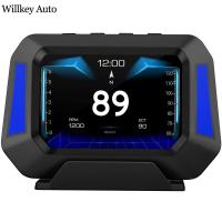 HUD มาตรวัดจอแสดงผลดิจิตอลรถยนต์ P21 HUD,เกจวัดระดับระบบ GPS มาตรวัดความเร็วรถยนต์เครื่องวิเคราะห์รถยนต์หน้าจอแสดงผลขนาด3.5นิ้ว