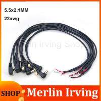 Merlin Irving Shop 0.25/0.5m 2pin DC MALE Power Connector Plug pigtail 5.5x2.1MM 22AWG 3A Right angle 90 degrees wire Cable Black Charging Elbow