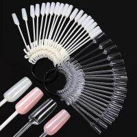 1Set Fan False Nail Tips Nature Nail Art Round Fake Nails Display Practice Full Cover Tools for Manicure Acrylic UV Gel Polish