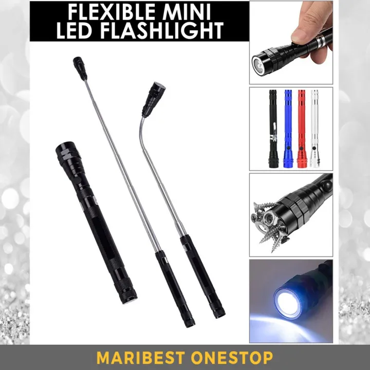 Extendable Telescoping Strong Magnetic Flashlight Pickup Tool With Flex Head Portable 3 Led