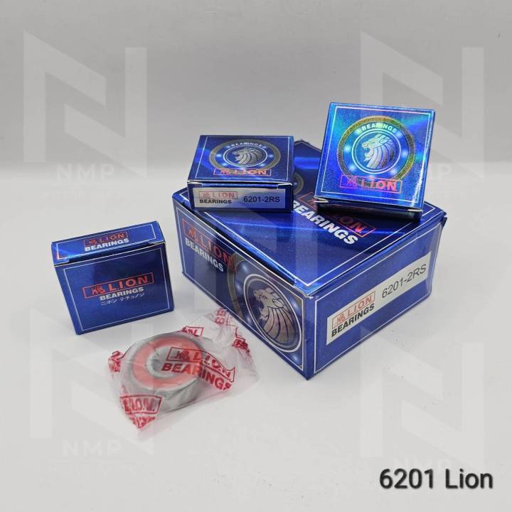 ยกกล่อง 10 ลูก 6201-2RS 2 ฝายาง LION BEARING