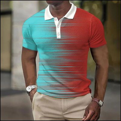 เสื้อโปโลสำหรับผู้ชายชุดทางการเสื้อโปโลลายทางแขนสั้นพิมพ์ลายเสื้อยืดแฟชั่นสตรีทเสื้อสตรีคอปกฤดูร้อน