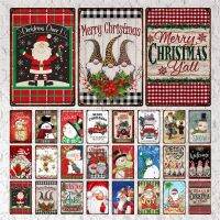 Retro Christmas Series ป้ายโลหะการ์ตูนซานตาคลอสและ Snowman Wall Canvas แผ่นดีบุกสำหรับตกแต่งคลับ