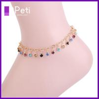 PETI JEWELLERY ปรับได้ปรับได้ สร้อยข้อมือข้อเท้า ชายหาดริมชายหาด ลูกปัดเม็ดกลม สร้อยข้อเท้าจี้ ลดกระหน่ำ เครื่องประดับทำมือ ห่วงโซ่เท้า สำหรับผู้หญิง