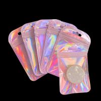 50pcs Iridescent Self Sealing Bags Colorful Laser Iridescent OPP Pouches Resealable Zip Lock Packaging For Jewelry Retail Bags Food Storage Dispensers