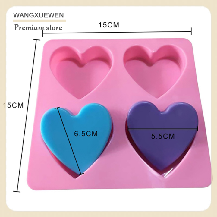 cod-ซิลิโคนทำมือ4ช่องรูปหัวใจ3มิติสำหรับทำสบู่ทำมือแม่พิมพ์สบู่เทียน