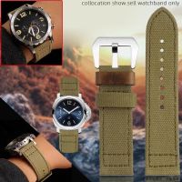 For Panerai ZENITH fossil Breitling double-sided canvas Watchband 24mm mens Retro Watch strap Cowhide bottom Thickens bracelet