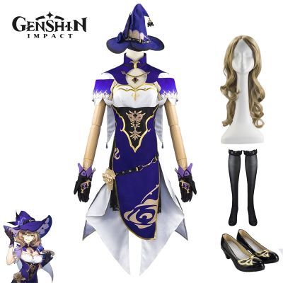 Game Genshin Impact Lisa Minci Cosplay Costume Lisa Wig The Librarian Sexy Dress Set For Woman Child Halloween Party Costume