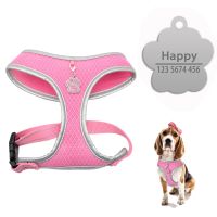 【FCL】℗✹▩ New Soft Breathable Dog Harness And ID Tag Set Reflective Small Medium Large Dogs Cats 3Colors Chest