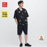 Uniqlo กางเกงขาสั้นผ้ายืดหยุ่นไหมพรมชายซักได้ (กางเกงห้าจุดกางเกงกีฬาลำลอง) 461142/461140