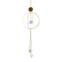 {คลังสินค้าพร้อม} ลูกบอลสีสันเหล็กแหวนคริสตัล Suncatcher อุปกรณ์เสริมแสงสว่างผ้าม่านตกแต่งบ้าน