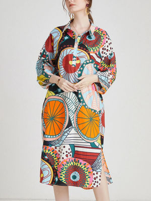 XITAO Dress เดรส ชุดเดรส พิมพ์สตรีลำลอง