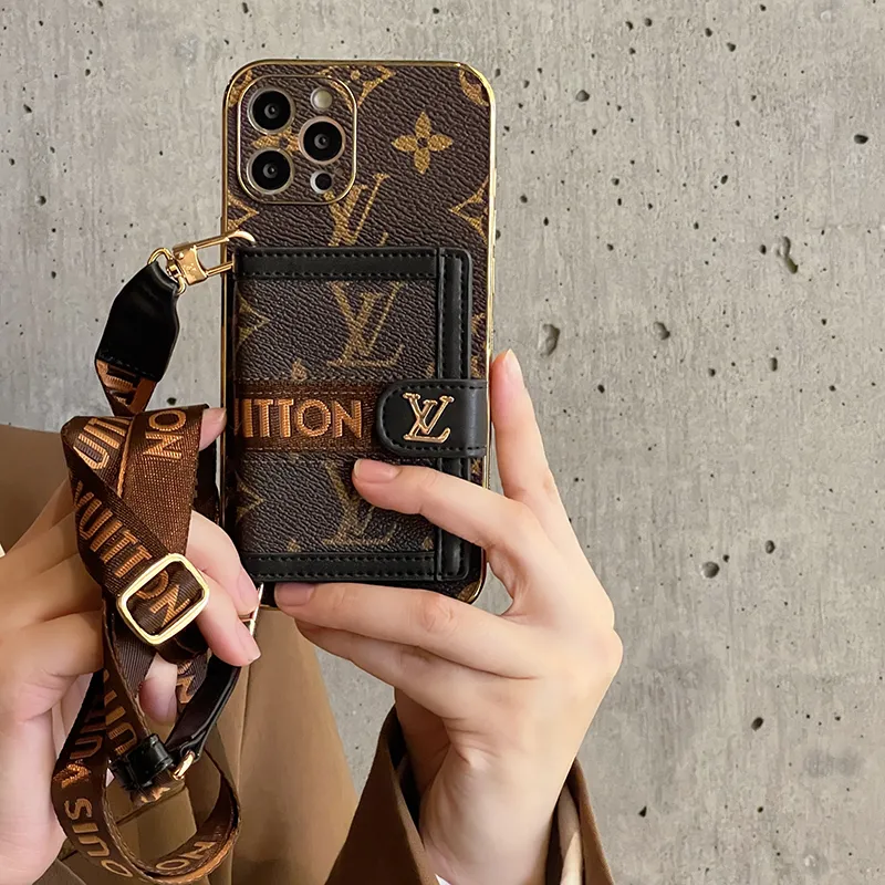 Louis Vuitton iphone 13 pro case leather iphone 13 case With Card Holde iphone  14 / 13 / 12 pro max case luxury