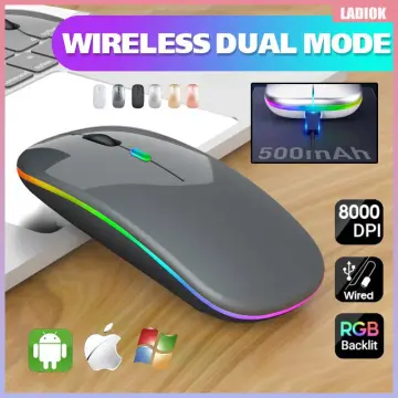 Bluetooth Wireless Mouse Silent For Computer PC iPad Tablet MacBook With  RGB USB