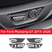 For Ford Mustang GT 2015-2020 Car Accessories Carbon Fiber Interior Car Seat Adjust Button Panel Frame Trim Cover Sticker Decor