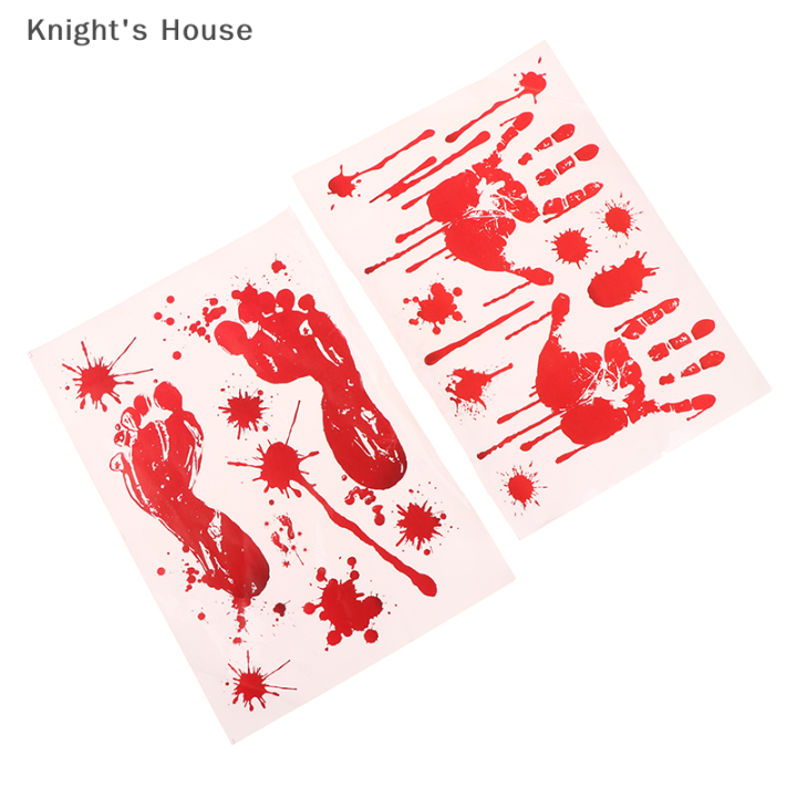 knights-house-สติกเกอร์เลือดฮาโลวีนรูปลอกติดผนังฮาโลวีนสร้างฉากสยองขวัญรอยเลือดติดหน้าต่างพื้นสำหรับในร่มกลางแจ้ง