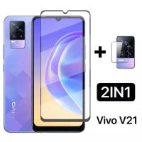 ส่งจากไทย ฟิล์ม Vivo V21 5G กันรอย กันกระแทก ตรงรุ่น ได้แป็นชุด 2in1 ฟิล์ม เลนส์กล้อง ฟิล์มกระจก เต็มจอขอบดำ ฟิล์มกันกระแทก