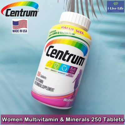 เซนทรัม วิตามินรวม สำหรับผู้หญิง Women Multivitamin & Minerals 250 Tablets - Centrum